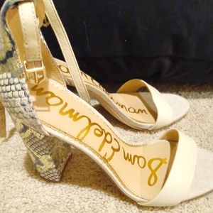 Block heel sam edelman nude/snakeskin